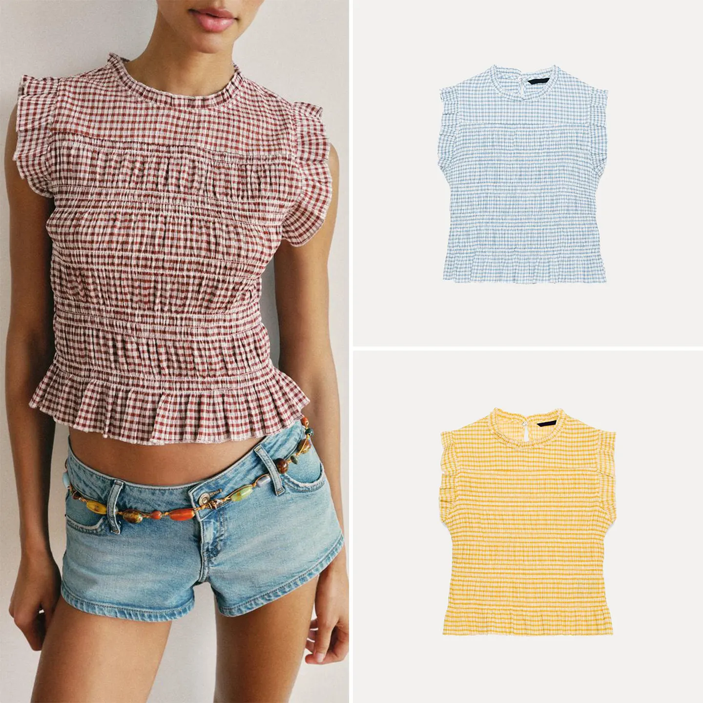 Women's Fashionable Sleeveless round Neck Elastic Honeycomb Plaid Shirt 2026 New Summer Clothing ZADATA Brand European Style
Women's Fashionable Sleeveless round Neck Elastic Honeycomb Plaid Shirt 2026 New Summer Clothing ZADATA Brand European Style