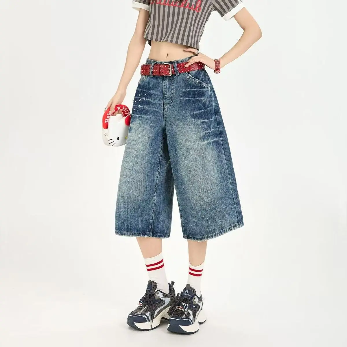 American Retro Rivet Seven-Five Jeans Women's High Waist Loose Slimming Versatile Wide Leg Pants Cotton Washed Pure Color
American Retro Rivet Seven-Five Jeans Women's High Waist Loose Slimming Versatile Wide Leg Pants Cotton Washed Pure Color