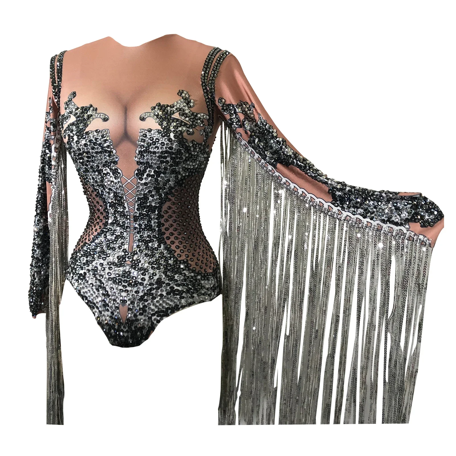 Rhinestones Sequin Tassel Bodysuit Women Fringes nightclub Dancer Leotard bar DS Singer dance Stage costume performance outfit
Rhinestones Sequin Tassel Bodysuit Women Fringes nightclub Dancer Leotard bar DS Singer dance Stage costume performance outfit