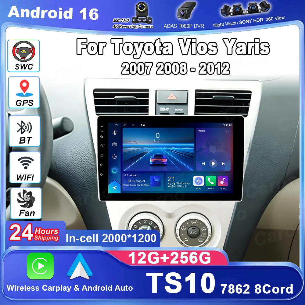 9 inch Android 16 Carplay Auto Car Radio For Toyota Vios Yaris 2007 2008 - 2012 Stereo Head Unit Auto Radio QLED Screen No 2Din
9 inch Android 16 Carplay Auto Car Radio For Toyota Vios Yaris 2007 2008 - 2012 Stereo Head Unit Auto Radio QLED Screen No 2Din