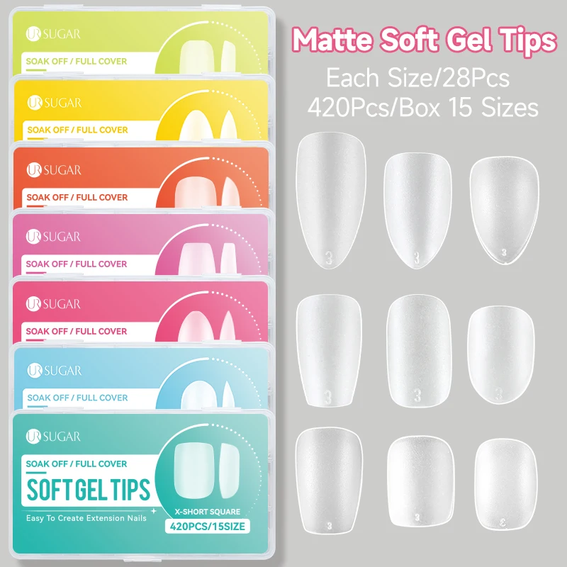 UR SUGAR 420PCS Full Cover Press On Nail Tips Almond Square Coffin French Soft Gel Tips False Fake Soak Off Gel Nail Extension
UR SUGAR 420PCS Full Cover Press On Nail Tips Almond Square Coffin French Soft Gel Tips False Fake Soak Off Gel Nail Extension