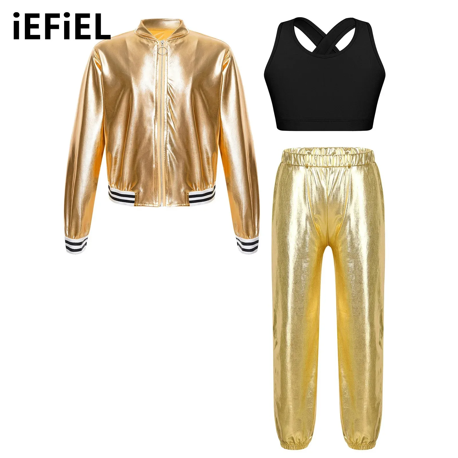 Kids Girls Hip-hop Dance Sets Sleeveless Cross Keyhole Back Vest with Long Sleeve Zipper Jacket And Pants for Performance
Kids Girls Hip-hop Dance Sets Sleeveless Cross Keyhole Back Vest with Long Sleeve Zipper Jacket And Pants for Performance