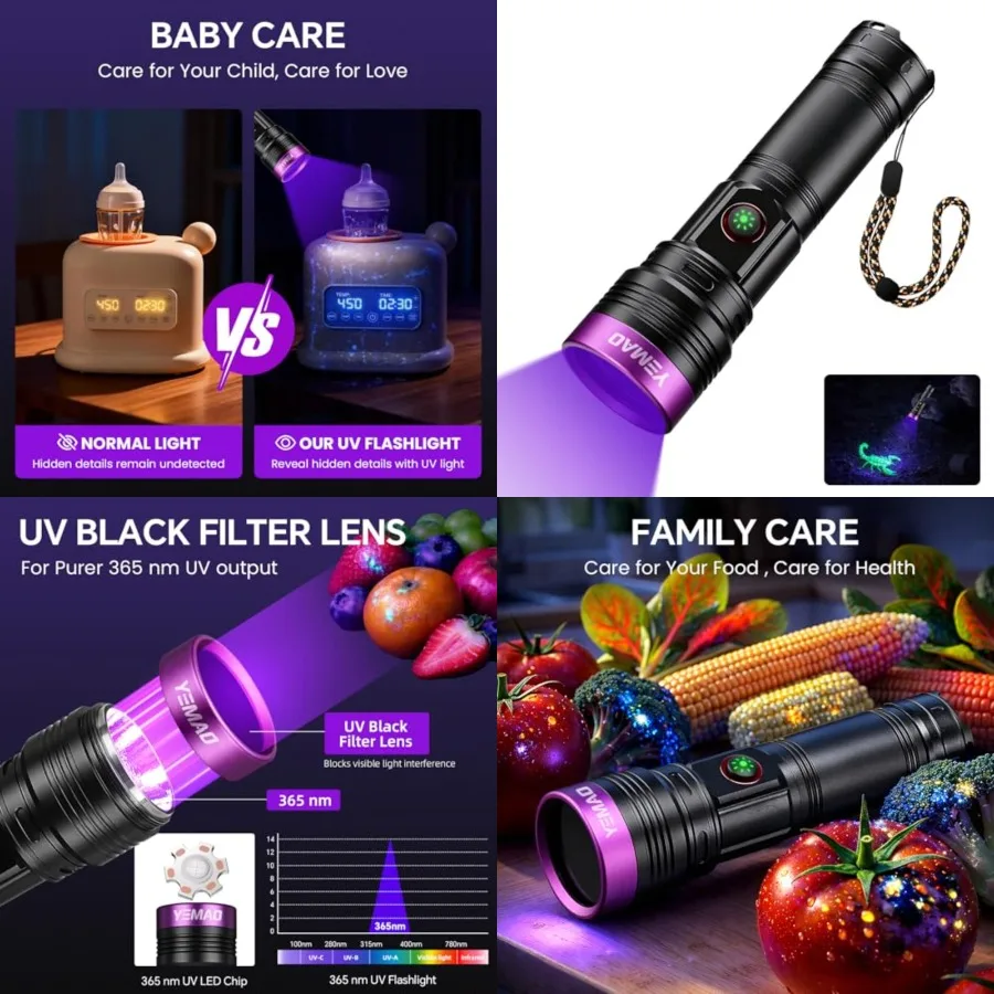 20W 365nm UV Flashlight Rechargeable, 5000mAh Black Light Flashlight, Powerful Ultraviolet Blacklight, UV Lamp for Pet Urine De
20W 365nm UV Flashlight Rechargeable, 5000mAh Black Light Flashlight, Powerful Ultraviolet Blacklight, UV Lamp for Pet Urine De