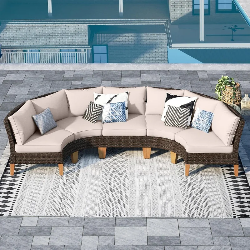 -Piece Half-Moon Wicker Patio Furniture Set, Outdoor Rattan Sectional Sofa with Conversation Design Backyard Deck Pool
-Piece Half-Moon Wicker Patio Furniture Set, Outdoor Rattan Sectional Sofa with Conversation Design Backyard Deck Pool