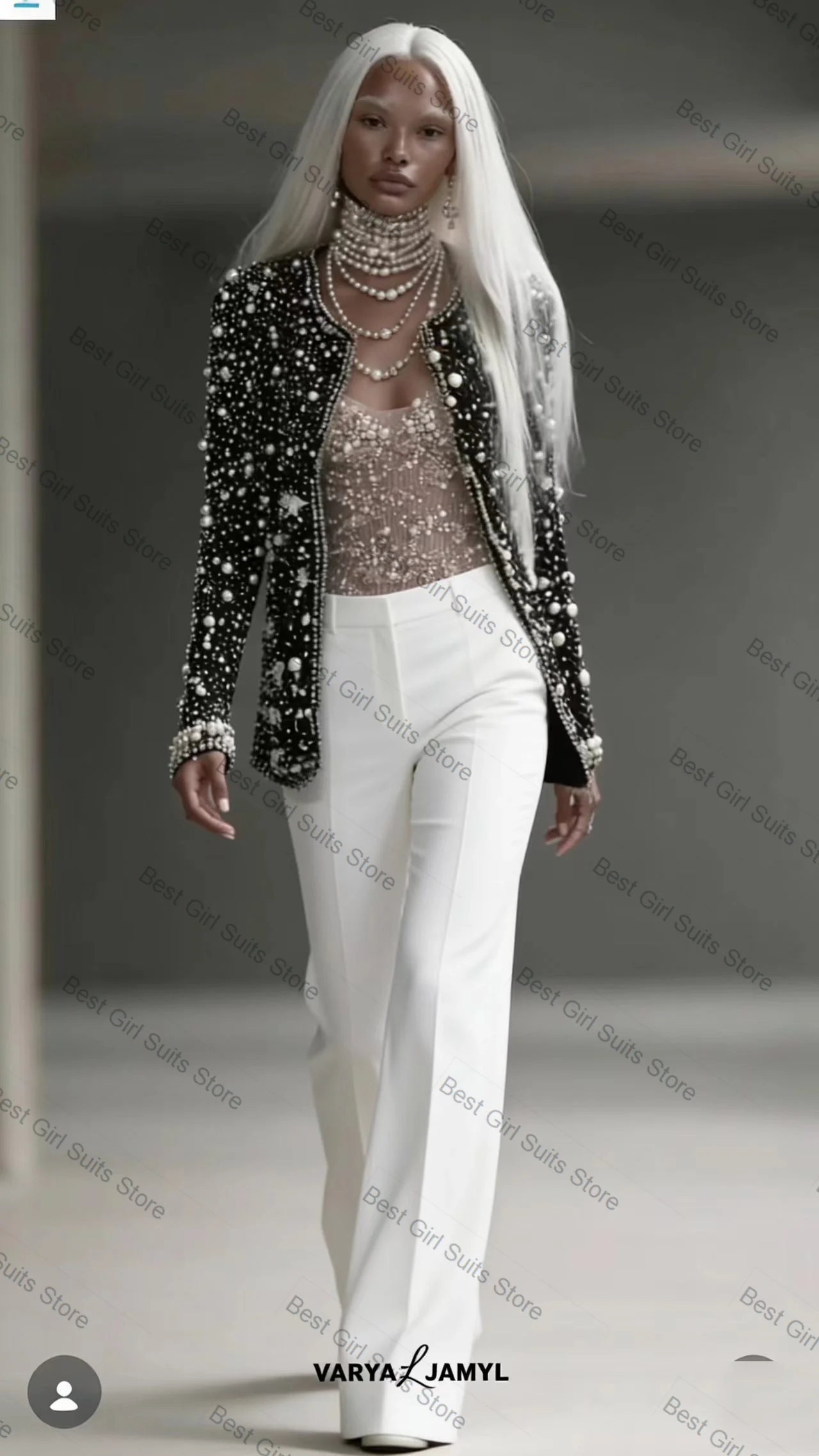 Pearls Women Suit Set 2 Piece Blazer+Pants Trousers Cotton Luxury Formal Office Lady Jacket Customized Wedding Tuxedos Coat
Pearls Women Suit Set 2 Piece Blazer+Pants Trousers Cotton Luxury Formal Office Lady Jacket Customized Wedding Tuxedos Coat