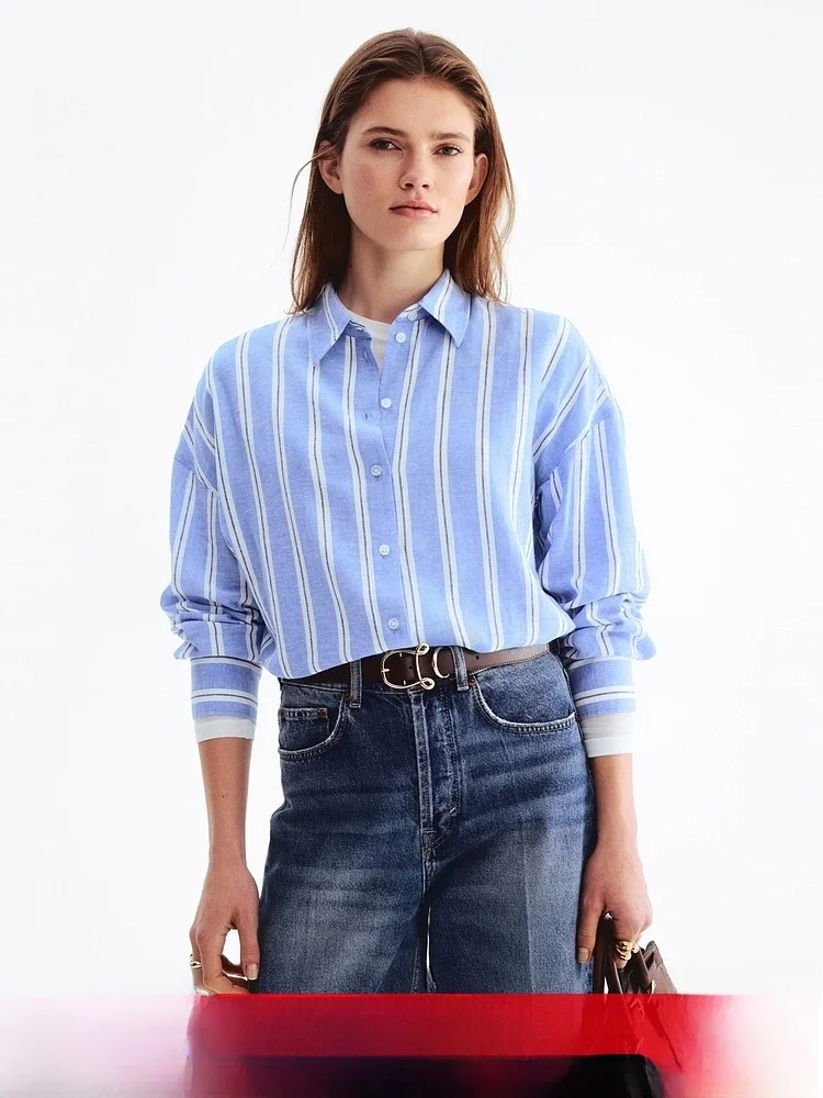 Женская рубашка H&M, лето 2026, в полоску, для отпуска, свободного кроя, с длинным рукавом, на пуговицах, в повседневном стиле, с эффектом интеллектуального образа
Женская рубашка H&M, лето 2026, в полоску, для отпуска, свободного кроя, с длинным рукавом, на пуговицах, в повседневном стиле, с эффектом интеллектуального образа