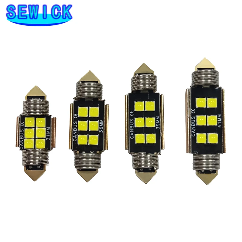 100PCS 12V C5W LED Bulbs CANBUS Festoon 31/36/39/41MM LED Light For Car Interior Dome Trunk License Plate Lights
100PCS 12V C5W LED Bulbs CANBUS Festoon 31/36/39/41MM LED Light For Car Interior Dome Trunk License Plate Lights
