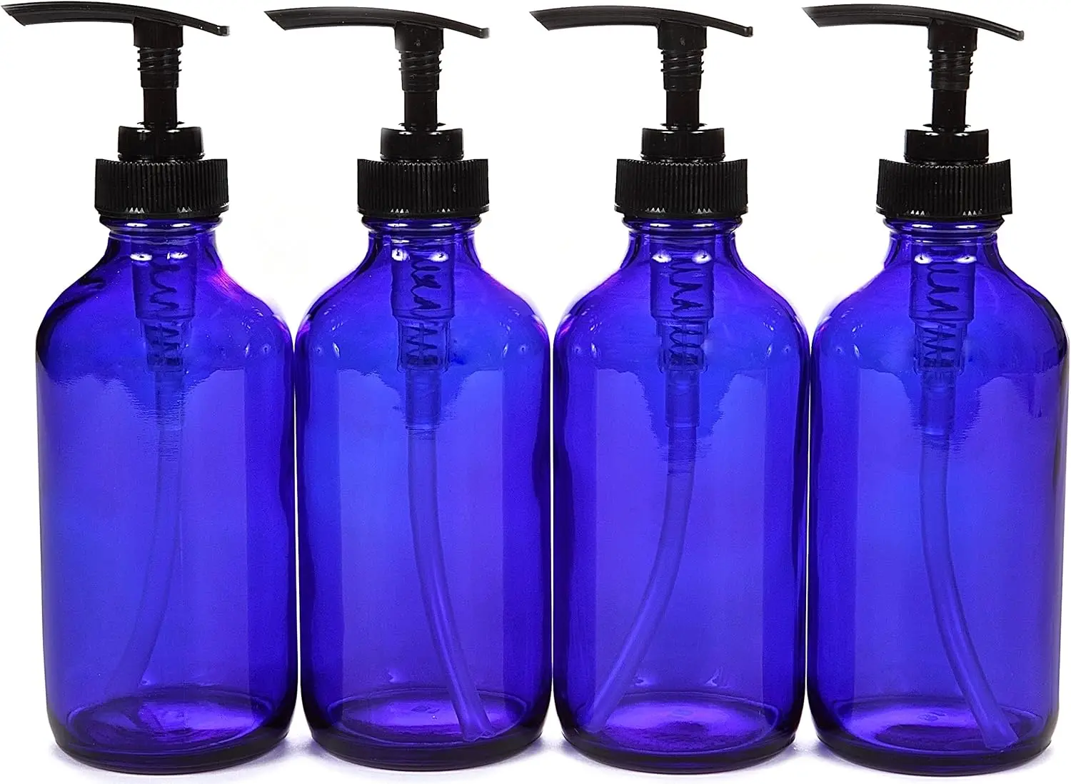 4 Pack 8 oz Cobalt Blue Glass Bottles with Black Lotion Pumps for Soaps and Essential Oils
4 Pack 8 oz Cobalt Blue Glass Bottles with Black Lotion Pumps for Soaps and Essential Oils