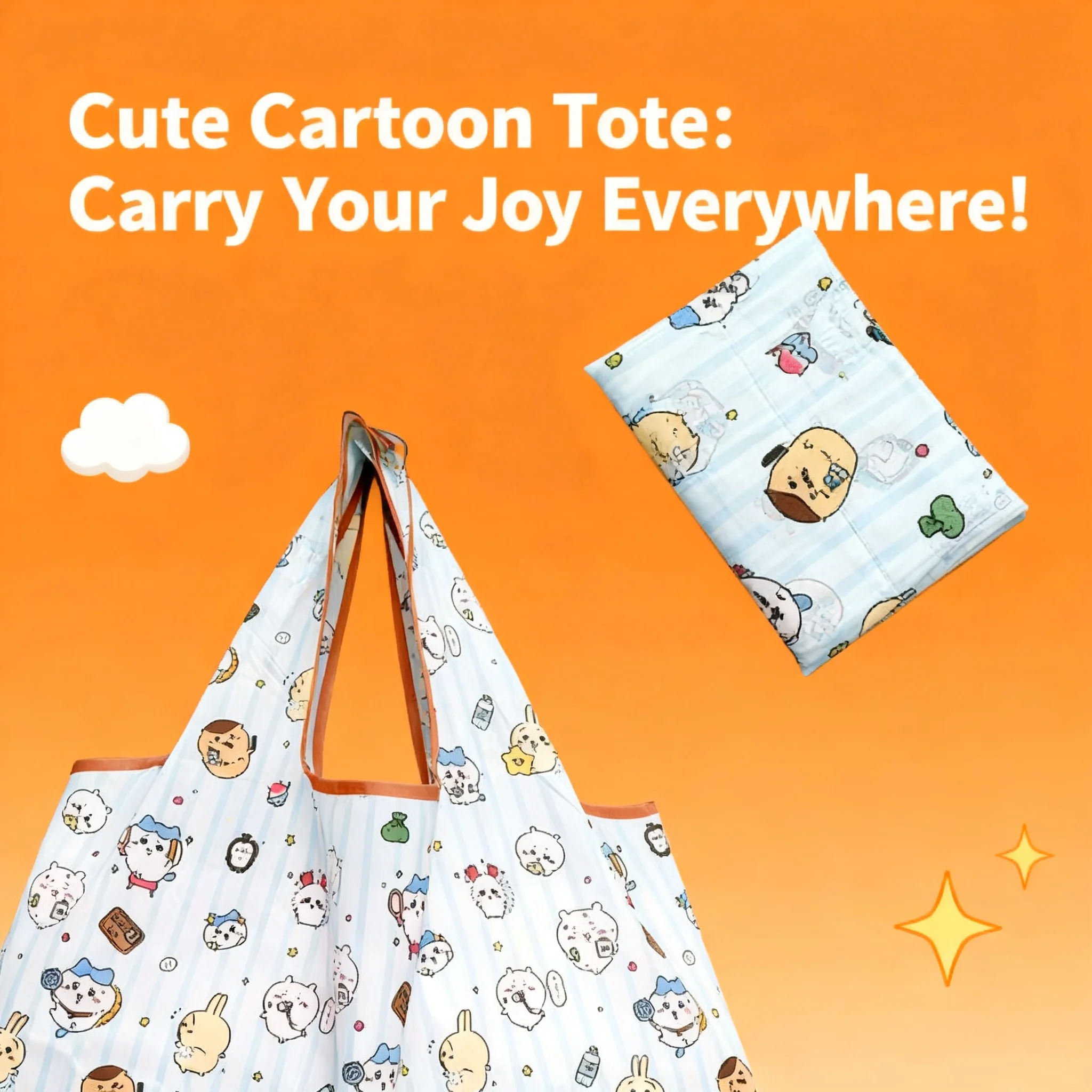 Cartoon Trendy Large Capacity Eco Friendly Foldable Shopping Bag Lightweight Convenient Market Grocery Single Shoulder Tote
Cartoon Trendy Large Capacity Eco Friendly Foldable Shopping Bag Lightweight Convenient Market Grocery Single Shoulder Tote