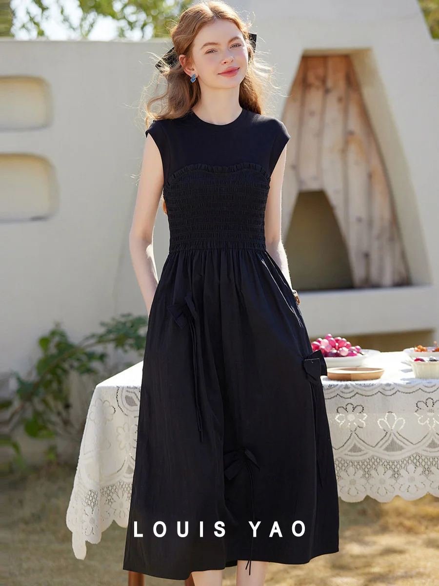 LOUIS YAO Elastic Drawstring Slim Long Dress 2025 Summer Gentle and Sweet Sleeveless Temperament Bow Decoration Dress for Women
LOUIS YAO Elastic Drawstring Slim Long Dress 2025 Summer Gentle and Sweet Sleeveless Temperament Bow Decoration Dress for Women