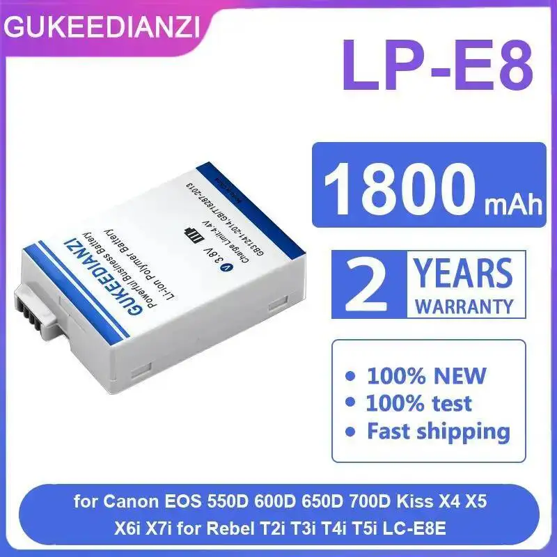 1800 мАч аккумулятор для камеры LP-E8 высокой емкости для Canon Eos 550D 600D 650D 700D Kiss X4 X5 X6i X7i Rebel T2i T3i T4i T5i LC-E8E
1800 мАч аккумулятор для камеры LP-E8 высокой емкости для Canon Eos 550D 600D 650D 700D Kiss X4 X5 X6i X7i Rebel T2i T3i T4i T5i LC-E8E