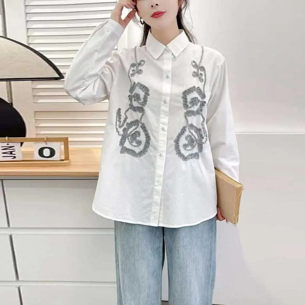 Японские милые хлопковые рубашки с 3D вышивкой Mori Girl, женские осенние новые повседневные свободные блузки с отложным воротником и длинными рукавами, топы
Японские милые хлопковые рубашки с 3D вышивкой Mori Girl, женские осенние новые повседневные свободные блузки с отложным воротником и длинными рукавами, топы