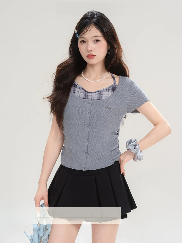 Loveheynew Summer Slim Fit Plaid Ne Hanging ort Sve T-irt Women's Unique Design Beautiful Top Korean Sle Cotton
Loveheynew Summer Slim Fit Plaid Ne Hanging ort Sve T-irt Women's Unique Design Beautiful Top Korean Sle Cotton