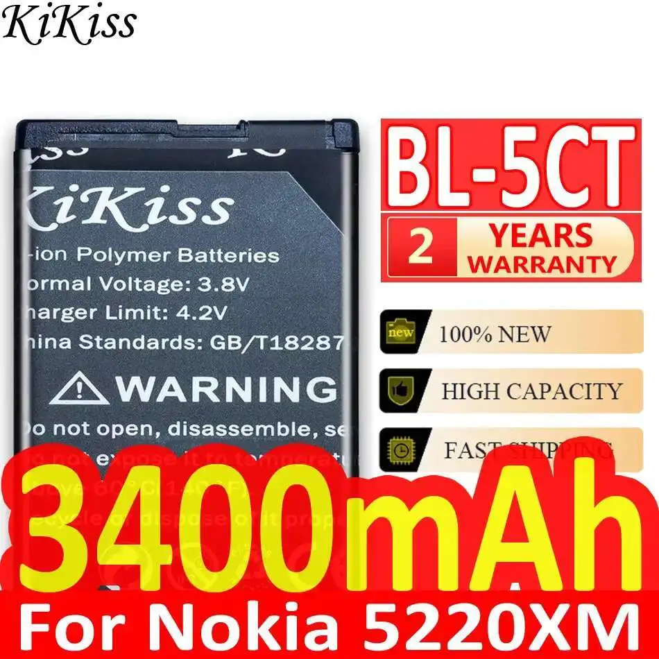 Mobile Phone Battery BL-5CT 3400mAh For Nokia 5220XM 6730 C5-00 C6-01 C3-01 6303C 5220 6730c C5 6303i BL 5CT
Mobile Phone Battery BL-5CT 3400mAh For Nokia 5220XM 6730 C5-00 C6-01 C3-01 6303C 5220 6730c C5 6303i BL 5CT