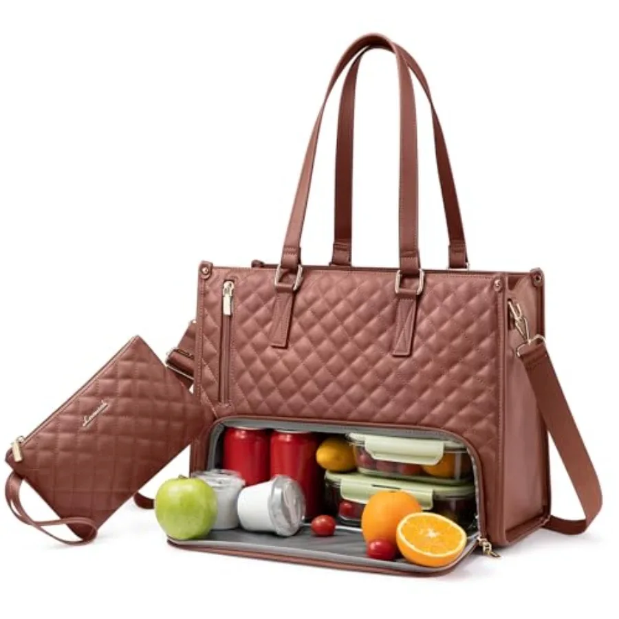 Lunch Tote Bag for Women, Laptop Bag with Insulated Lunch Compartment, Quilted Large Capacity Computer Handbag with Purse for B
Lunch Tote Bag for Women, Laptop Bag with Insulated Lunch Compartment, Quilted Large Capacity Computer Handbag with Purse for B