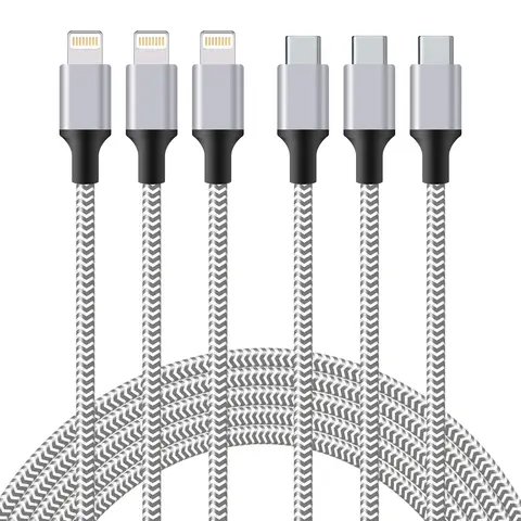 3pcs Nylon Braided Fast Charging Cables 3ft 6ft 10ft MFi Certified For iPhone Charger USB C to IP Port Cable Fast Charging Cable