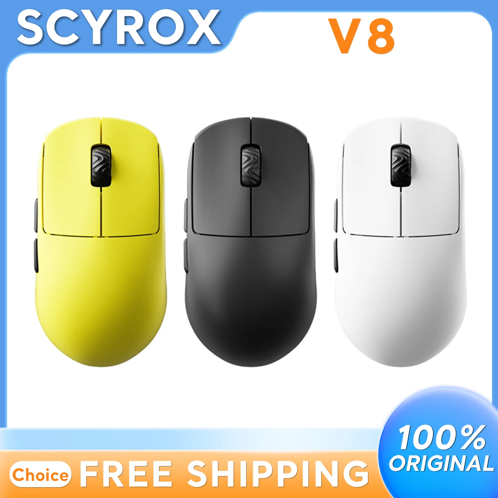 Scyrox V8 Dual Mode Wireless Mouse 8K Low Latency Lightweight Gaming Mice Paw3950 Nordic52840 Custom PC Gamer Accessories
Scyrox V8 Dual Mode Wireless Mouse 8K Low Latency Lightweight Gaming Mice Paw3950 Nordic52840 Custom PC Gamer Accessories