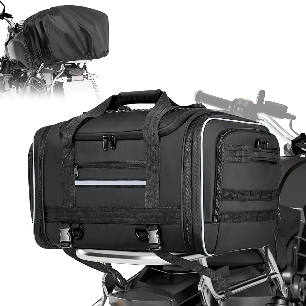 Free Shipping Waterproof Motorcycle Tail Luggage Bag, 48L-64L Expandable, a Rain Cover Included, Bag with 4 Rack Mount Straps an
Free Shipping Waterproof Motorcycle Tail Luggage Bag, 48L-64L Expandable, a Rain Cover Included, Bag with 4 Rack Mount Straps an