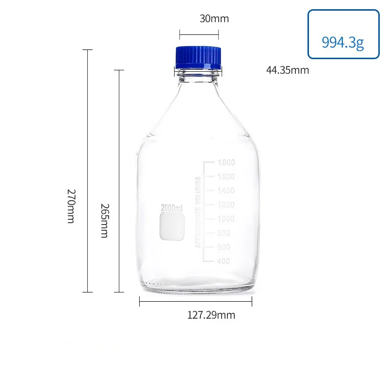 2000ml Borosilicate Glass Reagent Bottle with Blue Screw Cap Boro Glass Labware, Leak-Proof & Autoclavable for lab/Pharma
2000ml Borosilicate Glass Reagent Bottle with Blue Screw Cap Boro Glass Labware, Leak-Proof & Autoclavable for lab/Pharma