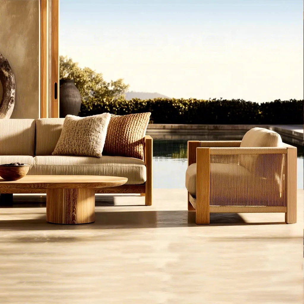 Luxury Outdoor Furniture Teak Wood Garden Sofa Set-Waterproof Villa & Patio Outdoor Use Sofa Set
Luxury Outdoor Furniture Teak Wood Garden Sofa Set-Waterproof Villa & Patio Outdoor Use Sofa Set