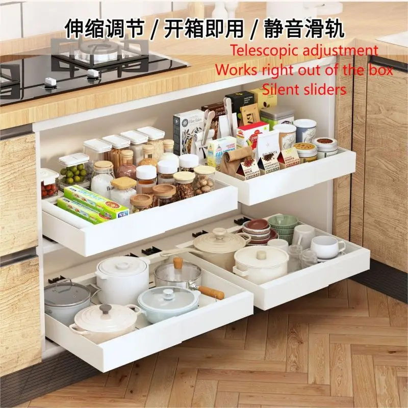 Retractable Storage Rack with Slide Rails Pull-out Kitchen Drawer Storage Rack Spice Box Storage Rack Cabinets Organizer
Retractable Storage Rack with Slide Rails Pull-out Kitchen Drawer Storage Rack Spice Box Storage Rack Cabinets Organizer