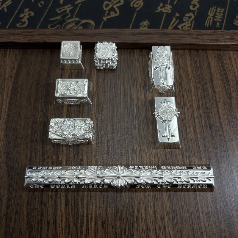 S925 Pure Silver Keycap Cross-shaped Metal Point Keycap OEM Hand - Made Personalized Customized Keycaps Keyboard Accessory Gift