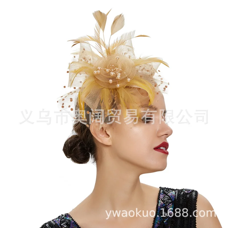Hot-Selling Feather Headpiece Bride Hair Accessory Head Flower Horse Racing Festival Headpiece Vintage Mesh Small Hat
Hot-Selling Feather Headpiece Bride Hair Accessory Head Flower Horse Racing Festival Headpiece Vintage Mesh Small Hat