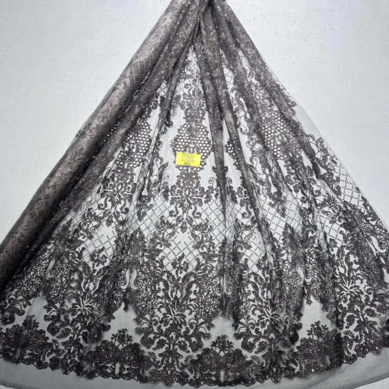 10 Yards Black Tull Hot Sale Fadhion Design Africa Glitter Fabric Embroidery Net Lace With Glued Glitter Sequins Wedding Or Part
10 Yards Black Tull Hot Sale Fadhion Design Africa Glitter Fabric Embroidery Net Lace With Glued Glitter Sequins Wedding Or Part