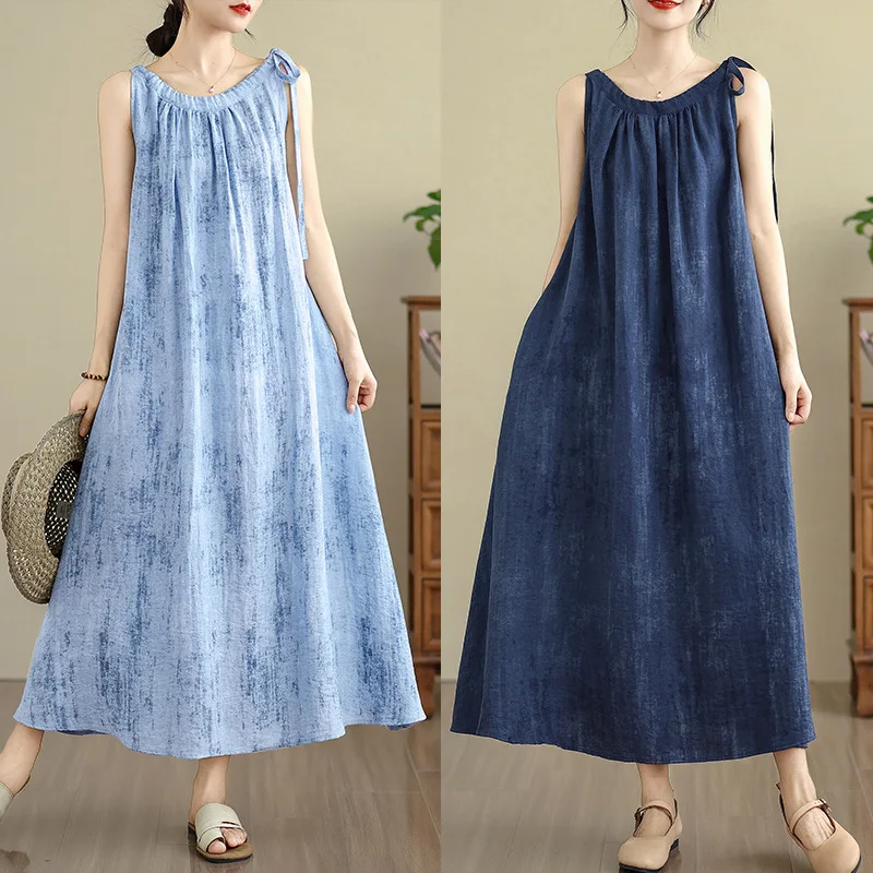 Cotton Linen Tie-dye Long Tank Dress, Casual Versatile Tencel Linen Design Dress
Cotton Linen Tie-dye Long Tank Dress, Casual Versatile Tencel Linen Design Dress
