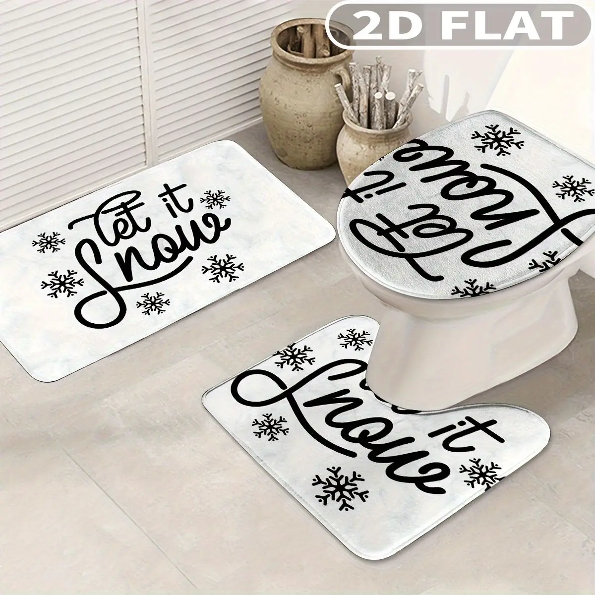 3pcs Bathroom Rug Set Let It Snow With Snowflakes 3pcs Bath Mats Set for Bathroom Non-Slip Cover Mat
3pcs Bathroom Rug Set Let It Snow With Snowflakes 3pcs Bath Mats Set for Bathroom Non-Slip Cover Mat