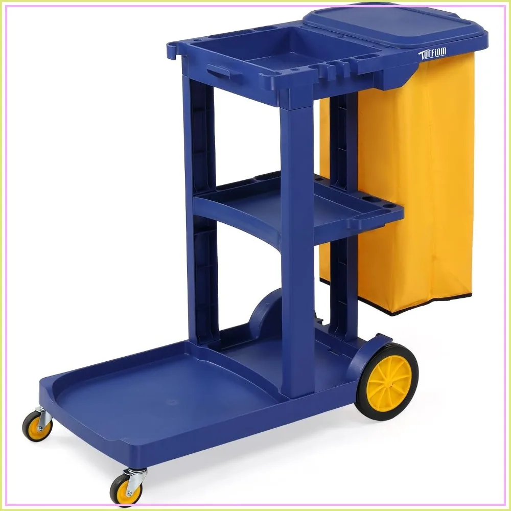 Commercial 3-Shelf Janitorial Cart, 500 Lbs Capacity, Yellow Vinyl Bag, Blue
Commercial 3-Shelf Janitorial Cart, 500 Lbs Capacity, Yellow Vinyl Bag, Blue