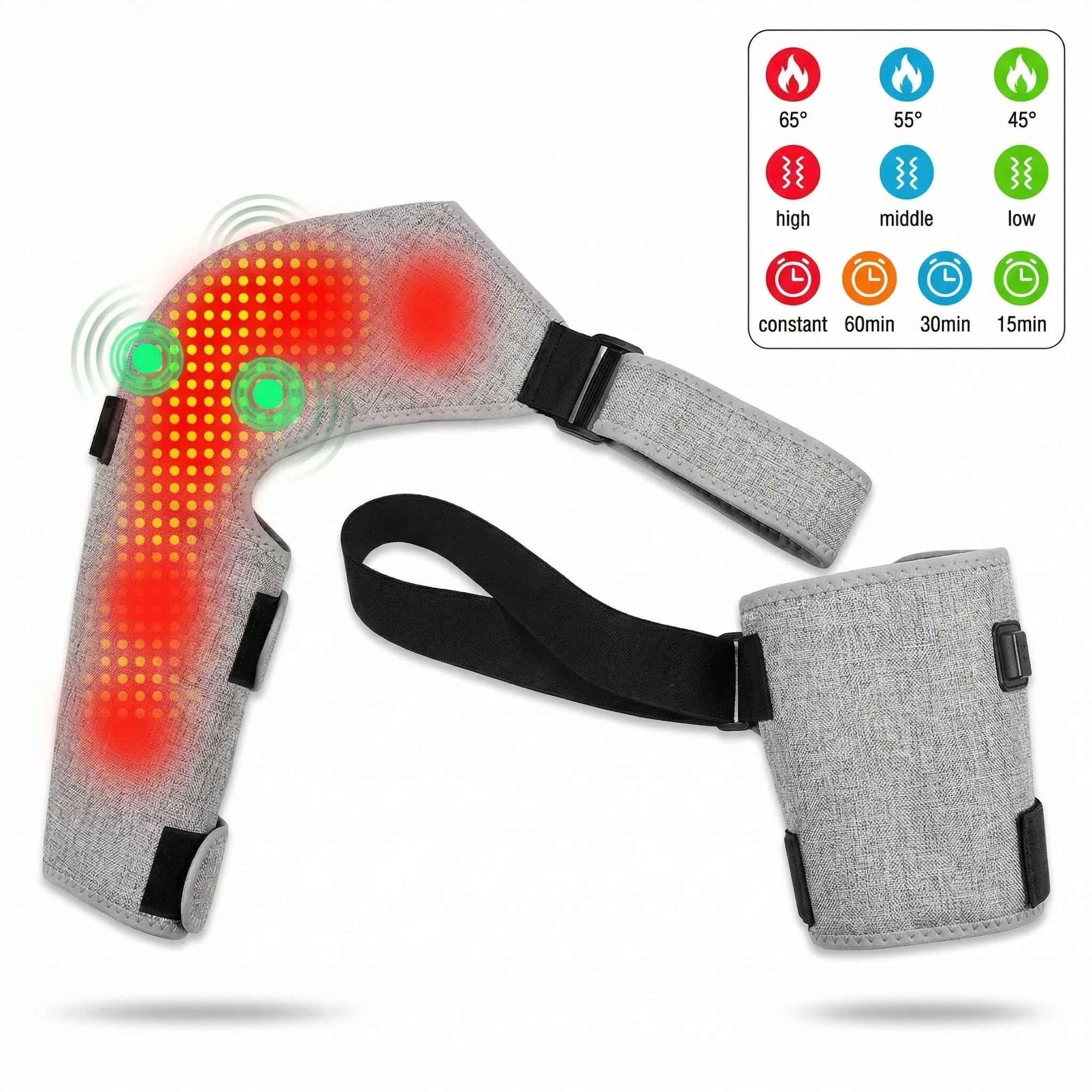 Red Light Shoulder Brace Belt with Heating Vibration Muscle Relaxation Relief Pain Shoulder Support Massager
Red Light Shoulder Brace Belt with Heating Vibration Muscle Relaxation Relief Pain Shoulder Support Massager