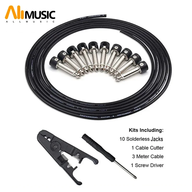 ALLMusic Solderless Connections Design Guitar Cable DIY Guitar Pedal Patch Cable kit 10 Solderless Black Cap Jack 3M Cable
ALLMusic Solderless Connections Design Guitar Cable DIY Guitar Pedal Patch Cable kit 10 Solderless Black Cap Jack 3M Cable