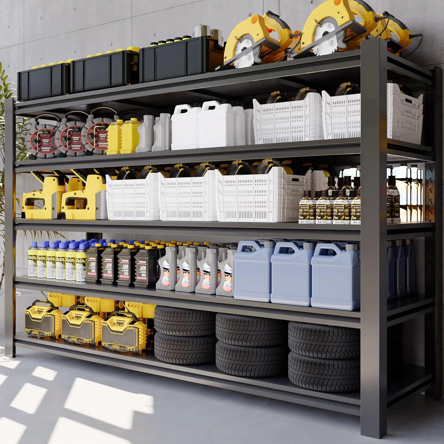 59''W/72''H Garage Shelving Units Heavy Duty 3500LBS Metal Storage Shelves Adjustable Steel Industrial Shelving 5, Customized
59''W/72''H Garage Shelving Units Heavy Duty 3500LBS Metal Storage Shelves Adjustable Steel Industrial Shelving 5, Customized