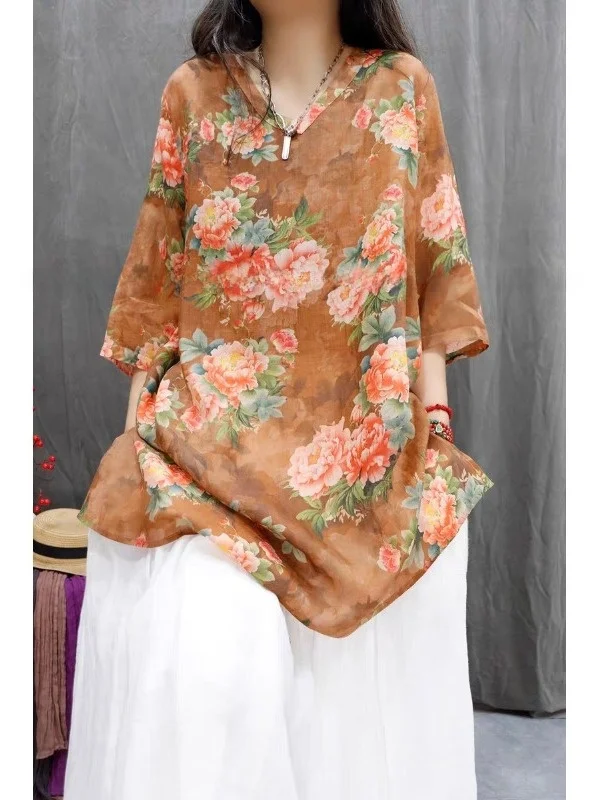 Casual Linen V-Neck Midi Shirt Dress Artistic Loose Fit Slimming Summer 2026 Printed Retro Style Women's Fashion Casual Wear
Casual Linen V-Neck Midi Shirt Dress Artistic Loose Fit Slimming Summer 2026 Printed Retro Style Women's Fashion Casual Wear