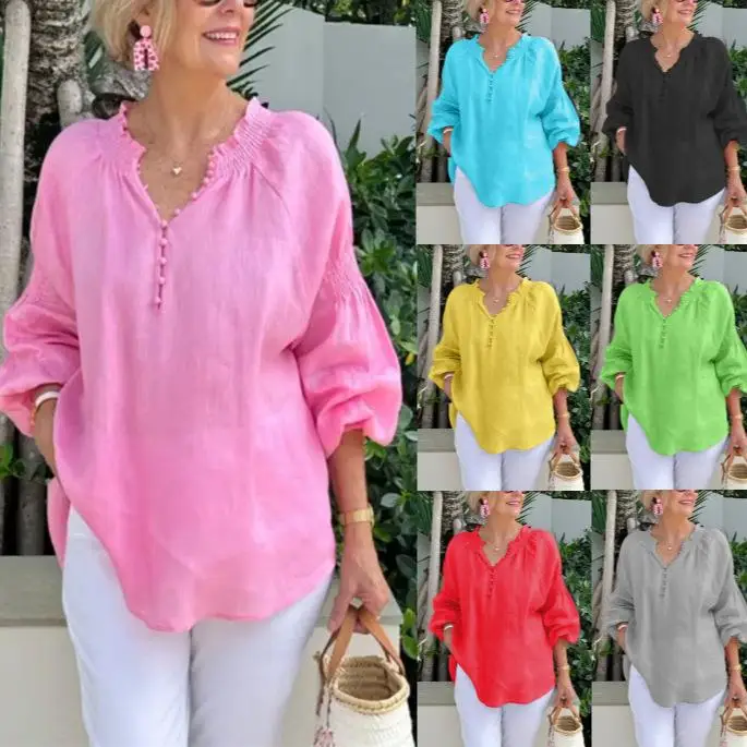 Women's Collar Cotton Linen Long Sleeve Shirt Casual Style Comfortable Fabric Durable Pure Color No Stretch Splicing Process
Women's Collar Cotton Linen Long Sleeve Shirt Casual Style Comfortable Fabric Durable Pure Color No Stretch Splicing Process
