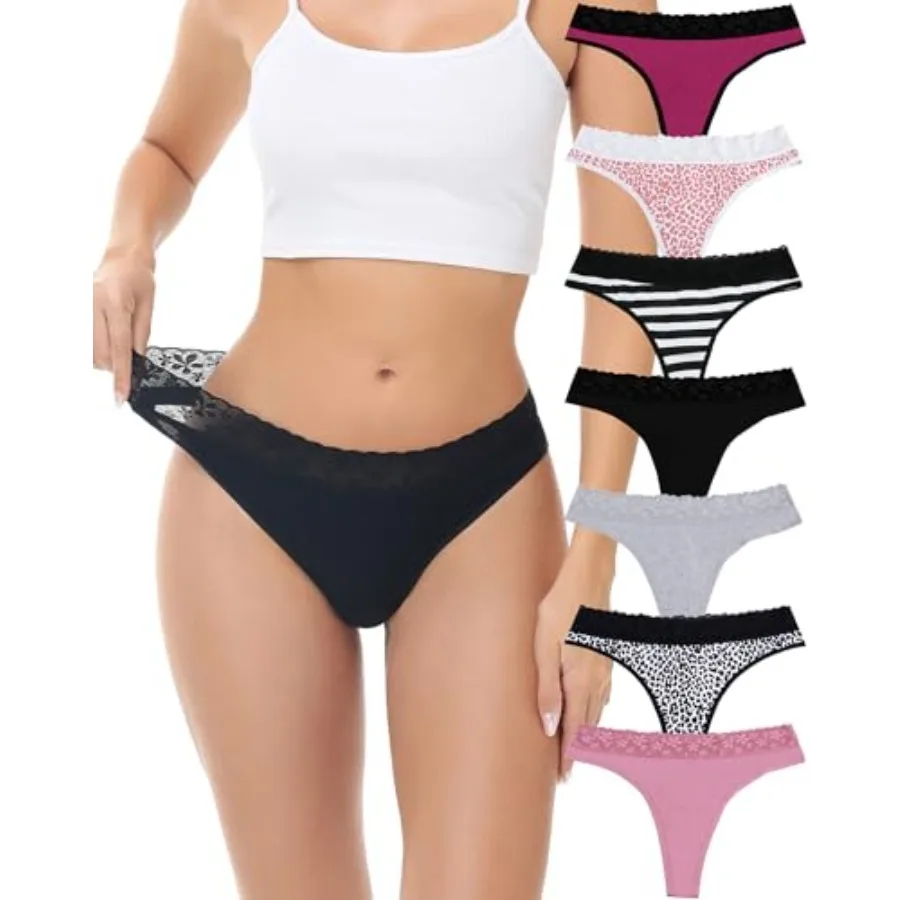 ADOVAKKER Women Cotton Thongs Underwear 7Pack Sexy Lace Seamless Comfortable Panties Multipack
ADOVAKKER Women Cotton Thongs Underwear 7Pack Sexy Lace Seamless Comfortable Panties Multipack