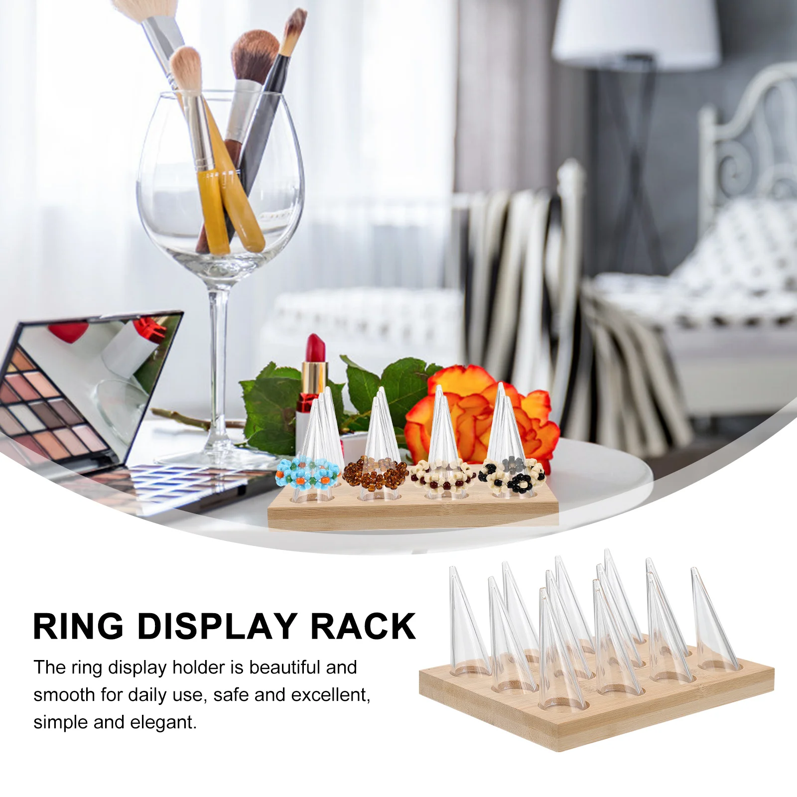 1Set Wooden Jewelry Ring Display Stand 12-Cone Ring Rack Elegant Holder for Home Decoration Boutiques and Shops
1Set Wooden Jewelry Ring Display Stand 12-Cone Ring Rack Elegant Holder for Home Decoration Boutiques and Shops