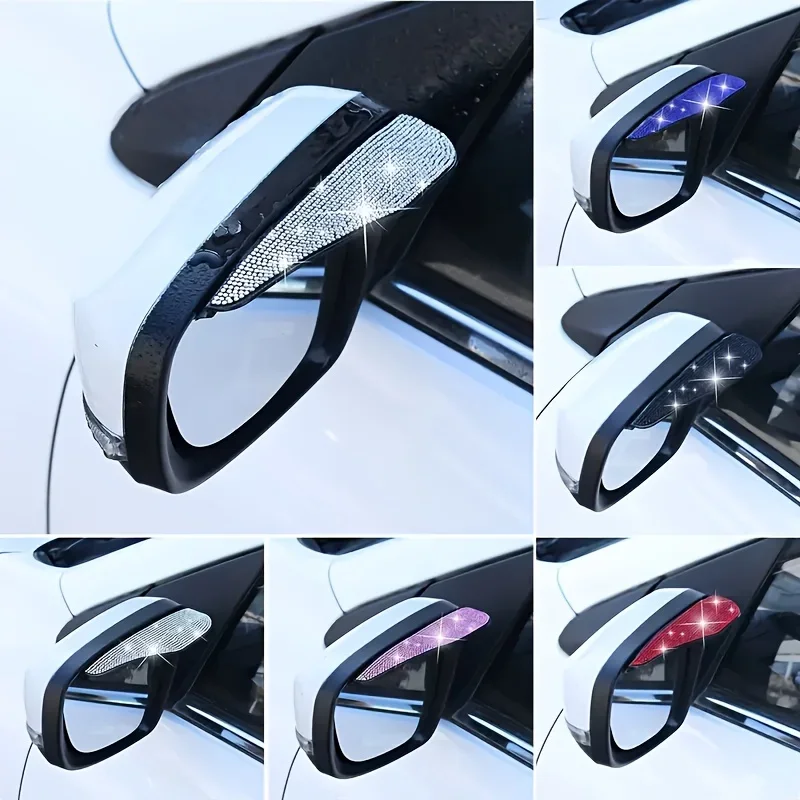 2Pcs Shiny Car Rearview Mirror Rain Guards, Reflective Rhinestone Durable Plastic Visor Enhances Visibility
2Pcs Shiny Car Rearview Mirror Rain Guards, Reflective Rhinestone Durable Plastic Visor Enhances Visibility