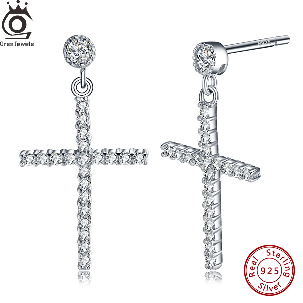 ORSA JEWELS Minimalist 925 Sterling Silver Full CZ Zircon Earrings Simple Geometric Cross Silver Drop Earrings Jewelry Gift SE37
ORSA JEWELS Minimalist 925 Sterling Silver Full CZ Zircon Earrings Simple Geometric Cross Silver Drop Earrings Jewelry Gift SE37