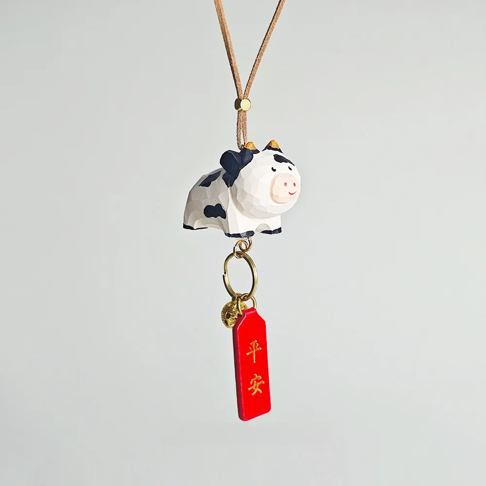 Wood Carving Cow Design Auto Rearview Mirror Keychain Creative Decoration Car Hanging Ornament Birthday Gift
Wood Carving Cow Design Auto Rearview Mirror Keychain Creative Decoration Car Hanging Ornament Birthday Gift