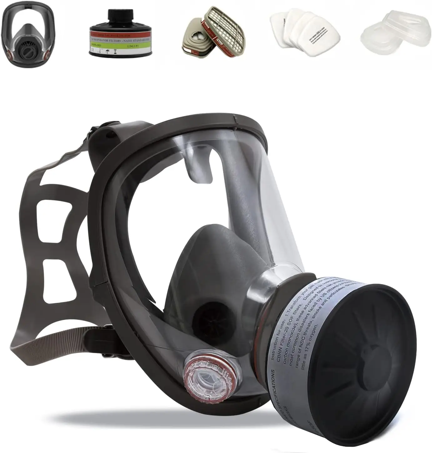 Full Face Respirator with 40mm Filter Canister & Carbon Air Filter for Welding, Painting, Industrial Use
Full Face Respirator with 40mm Filter Canister & Carbon Air Filter for Welding, Painting, Industrial Use
