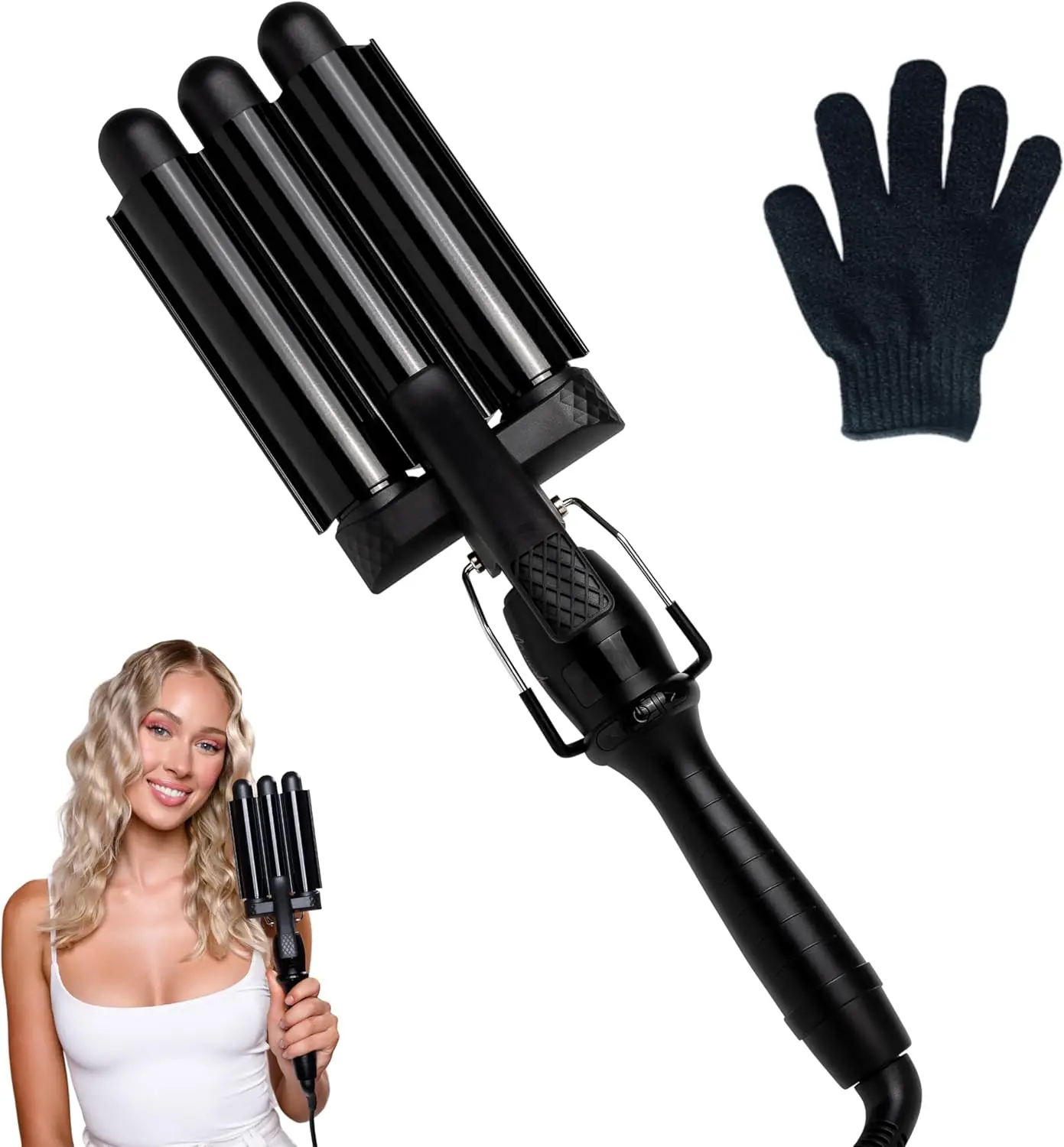 1 Inch 3 Barrel Hair Waver, Ceramic Curling Iron for Beachy Waves, All Hair Types, Includes Glove
1 Inch 3 Barrel Hair Waver, Ceramic Curling Iron for Beachy Waves, All Hair Types, Includes Glove