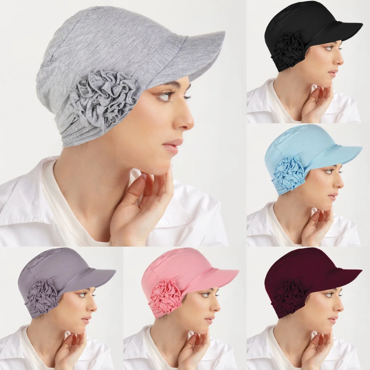 2026 New Ladies Beret Hat Women Hijabs Side Delicate Flower Peaked Cap Hat Solid Color Muslim Fashion Turban Bandanas
2026 New Ladies Beret Hat Women Hijabs Side Delicate Flower Peaked Cap Hat Solid Color Muslim Fashion Turban Bandanas