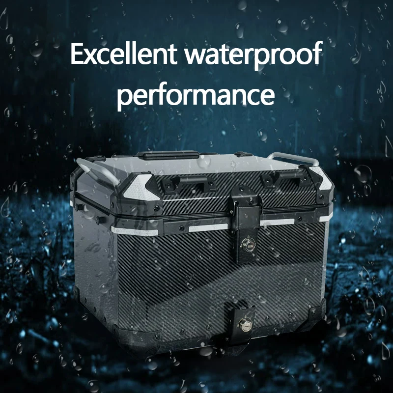 Carbon fiber textured aluminum alloy trunk, motorcycle electric bicycle trunk, 45L large capacity, waterproof, reflective
Carbon fiber textured aluminum alloy trunk, motorcycle electric bicycle trunk, 45L large capacity, waterproof, reflective