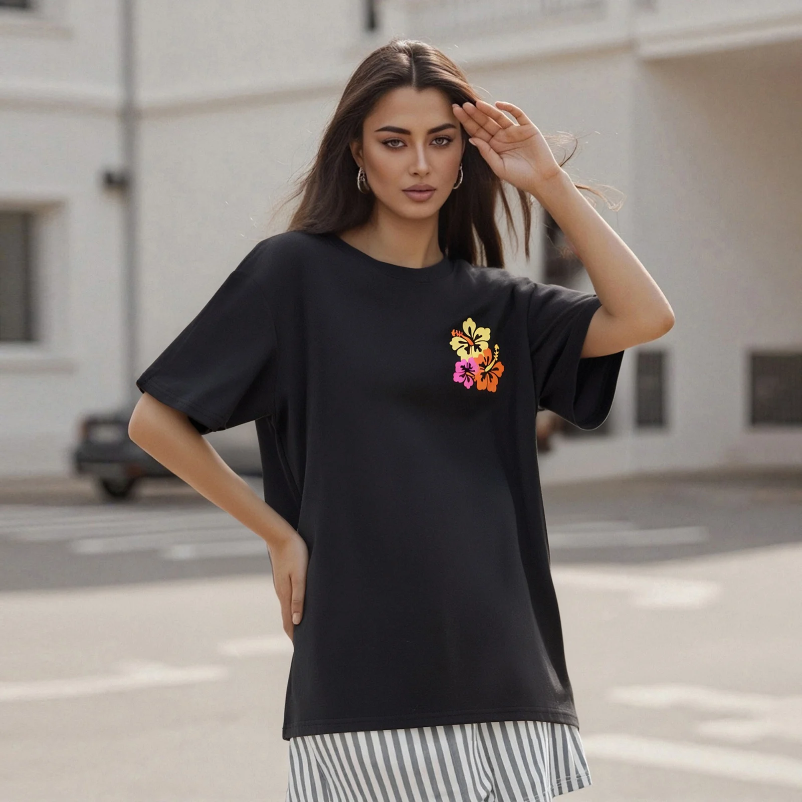 Women's Summer Casual Loose T-shirt Fashion Crew Neck Short Sleeve Flower Print Tops for Casual Daily Streetwear
Women's Summer Casual Loose T-shirt Fashion Crew Neck Short Sleeve Flower Print Tops for Casual Daily Streetwear