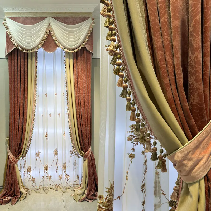 Custom European luxury high villa thick Velvet livingroom lace embroidered red cloth blackout curtain tulle valance drape M1740
Custom European luxury high villa thick Velvet livingroom lace embroidered red cloth blackout curtain tulle valance drape M1740