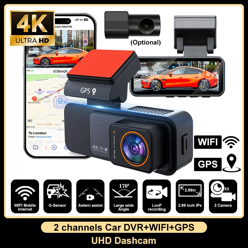 4K+1080P Dual Lens Dash Cam Sony Starvis Sensor WiFi GPS IR Night Vision Wide Angle Parking Monitor Loop Recording Car DVR
4K+1080P Dual Lens Dash Cam Sony Starvis Sensor WiFi GPS IR Night Vision Wide Angle Parking Monitor Loop Recording Car DVR
