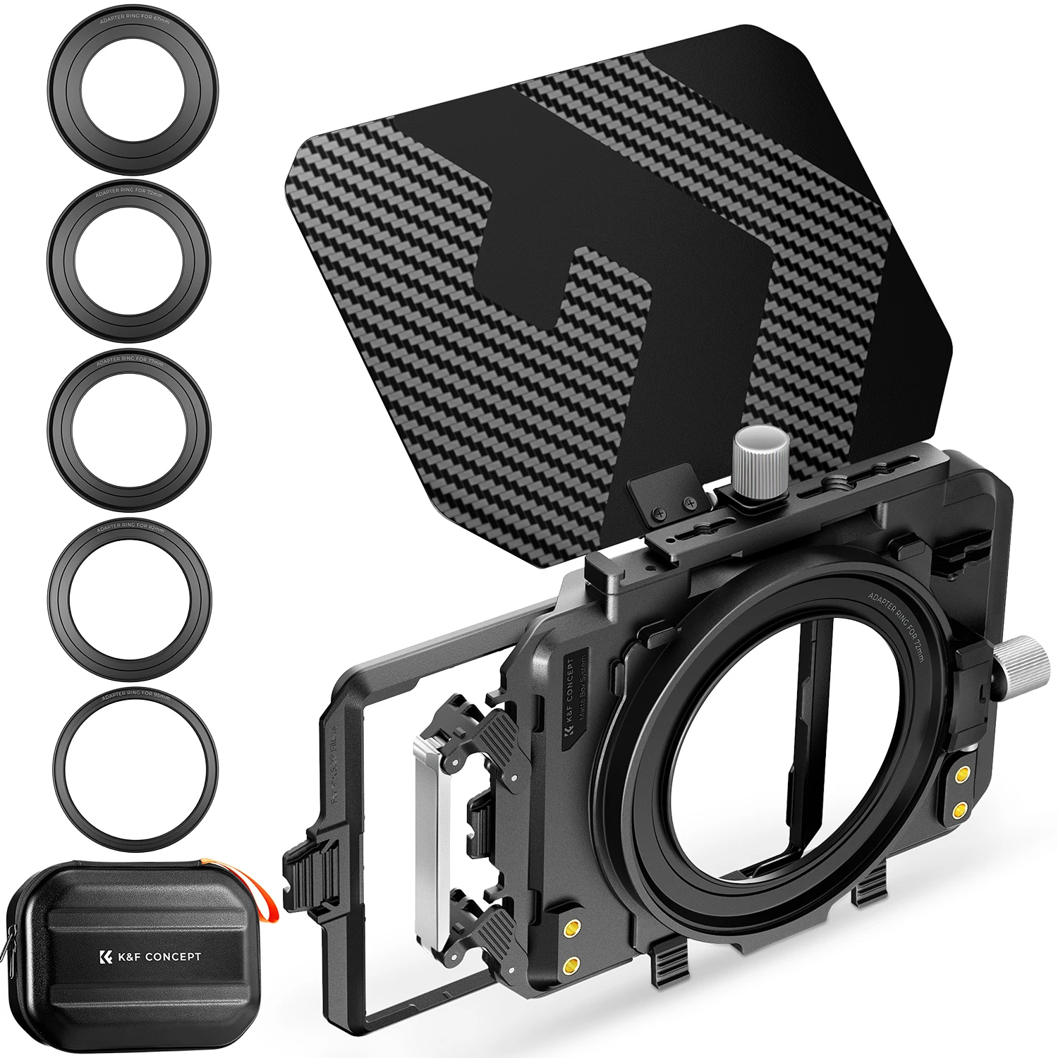 K&F CONCEPT Matte Box Kit Compatible with Two 4x5.65" Square Filters Includes 67/72/77/82/95mm Adapter Rings Nano-Xcel Series
K&F CONCEPT Matte Box Kit Compatible with Two 4x5.65" Square Filters Includes 67/72/77/82/95mm Adapter Rings Nano-Xcel Series