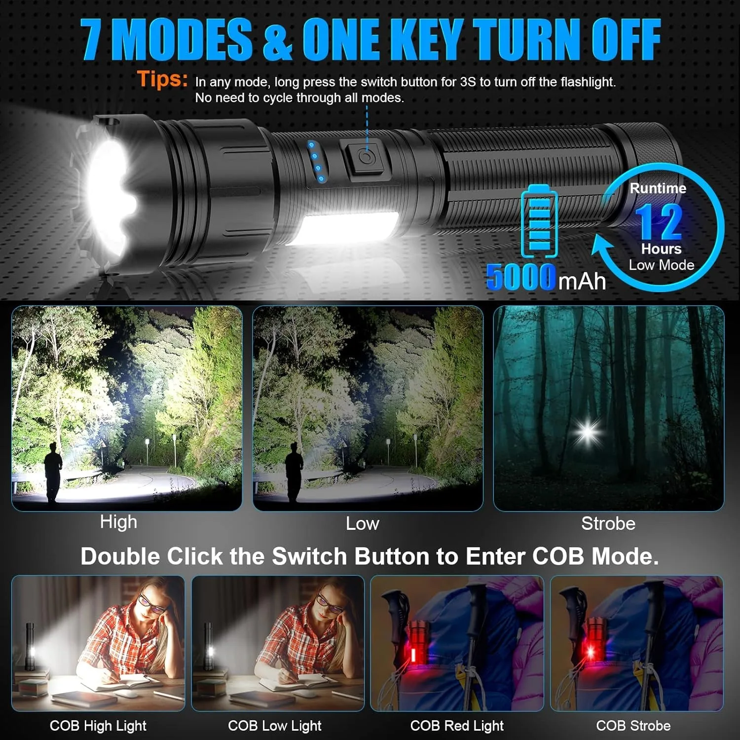 2pcs LED Magnetic Flashlight High Lumens Rechargeable, Super Bright Small Tactical Flashlights with COB Work Light, Type C, Zoom
2pcs LED Magnetic Flashlight High Lumens Rechargeable, Super Bright Small Tactical Flashlights with COB Work Light, Type C, Zoom